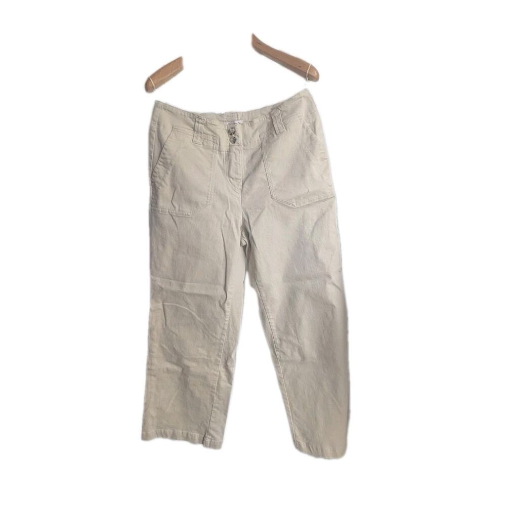 Nanette Lepore Wide Pants Cropped Inseam 26" Sz 12 Khaki Costal Grandma